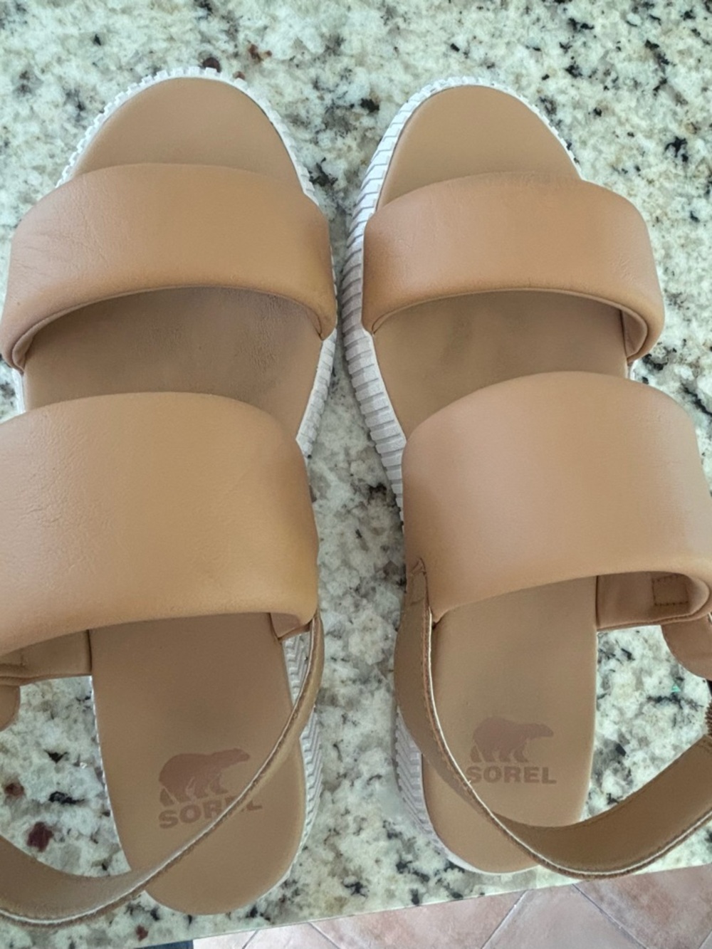 Size 8.5 Sorel Tan Double-Band Slingback Sandals